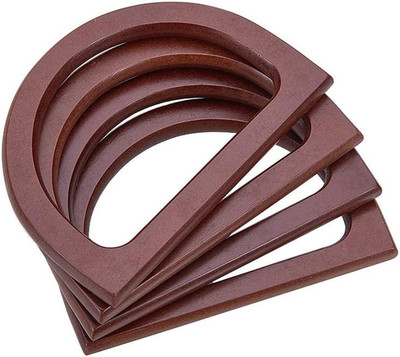 D-Shaped Wooden Purse Handles - 4 Pack for Handmade Bags, 3.3x4.7 Inch