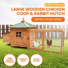 Furtastic Large Wooden Chicken Coop Rabbit Hutch Nesting Box in Fir Wood