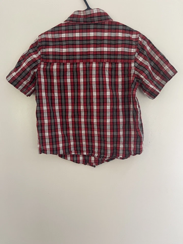 greendog Toddler Boys Plaid 100% Cotton Collared Button-Up Pocket Shirt Red 2T - Image 4 of 4