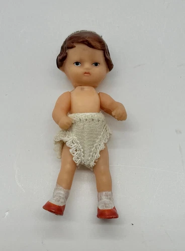 Vintage German ARI Shackman 3” Miniature Rubber Girl Doll With Underwear