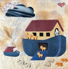 NOAHS ARK  ANIMALS Handmade 16  Hanging Quilt Square 3D Nursery Wall Decor Baby