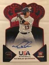 NICK QUINTANA 2015 USA Baseball CROWN ROYALE RED Auto /50 Qty Detroit Tigers
