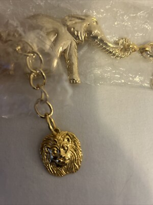 VTG Gold Tone Elephant Chain Belt With Lion Head Charm  display picture 3