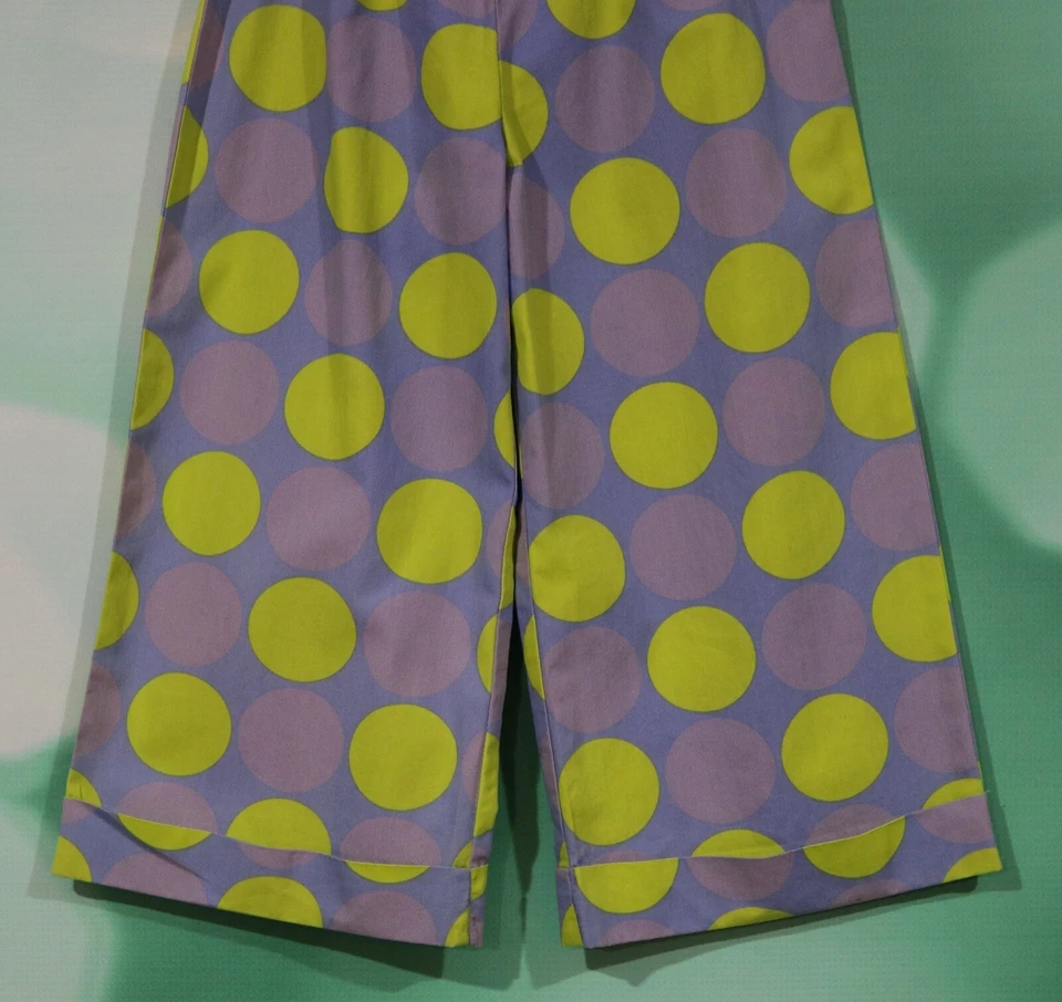 Greggy Girl Vintage Size 5 Purple Lime Green Polka Dot Elastic Waist Capri Pants - Image 3 of 4