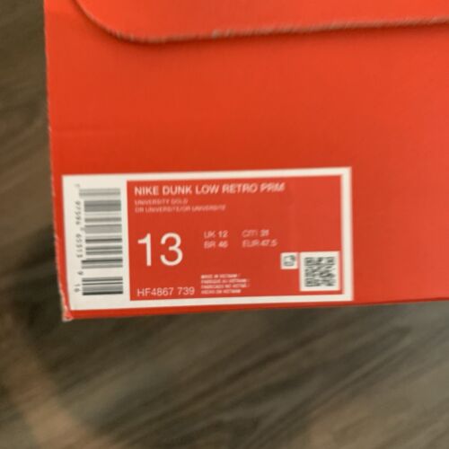 Nike Dunk Low Retro PRM University Gold HF4867-739 Para hombres 13 UK 12 Nuevo En Caja - Imagen 7 de 9
