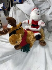 Vintage Dan Dee Collectors Choice Animated Holiday Singing Reindeer W/Santa