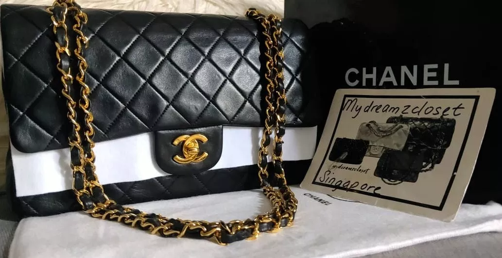 Chanel Black Vintage Lambskin Top Handle Bag with 24K Gold