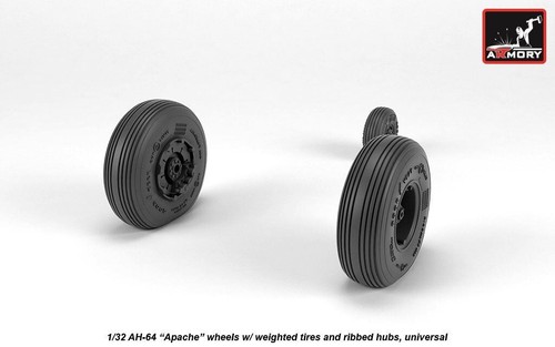 Armory Models AR AW32312 Scale 1:32 AH-64 Apache wheels w/ weighted tires ribbed - Picture 18 of 24