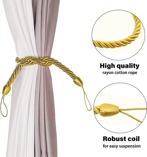2X Twisted Durable Plain Thick Satin Rope Modern Curtain Tie Backs Tiebacks UK - Picture 7 of 23