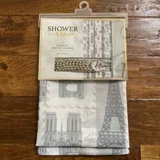 Paris Eiffel Tower Shower Curtain and hooks Set NEW