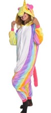 Angelina Suave Vellón Difuso Color Arco Iris Unicornio Adulto Ropa para Dormir/Salón -L/XL