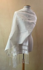 Mexican Rebozo Chalina Medium Pearl Natural White Blanco Perla Doula Shawl Wrap