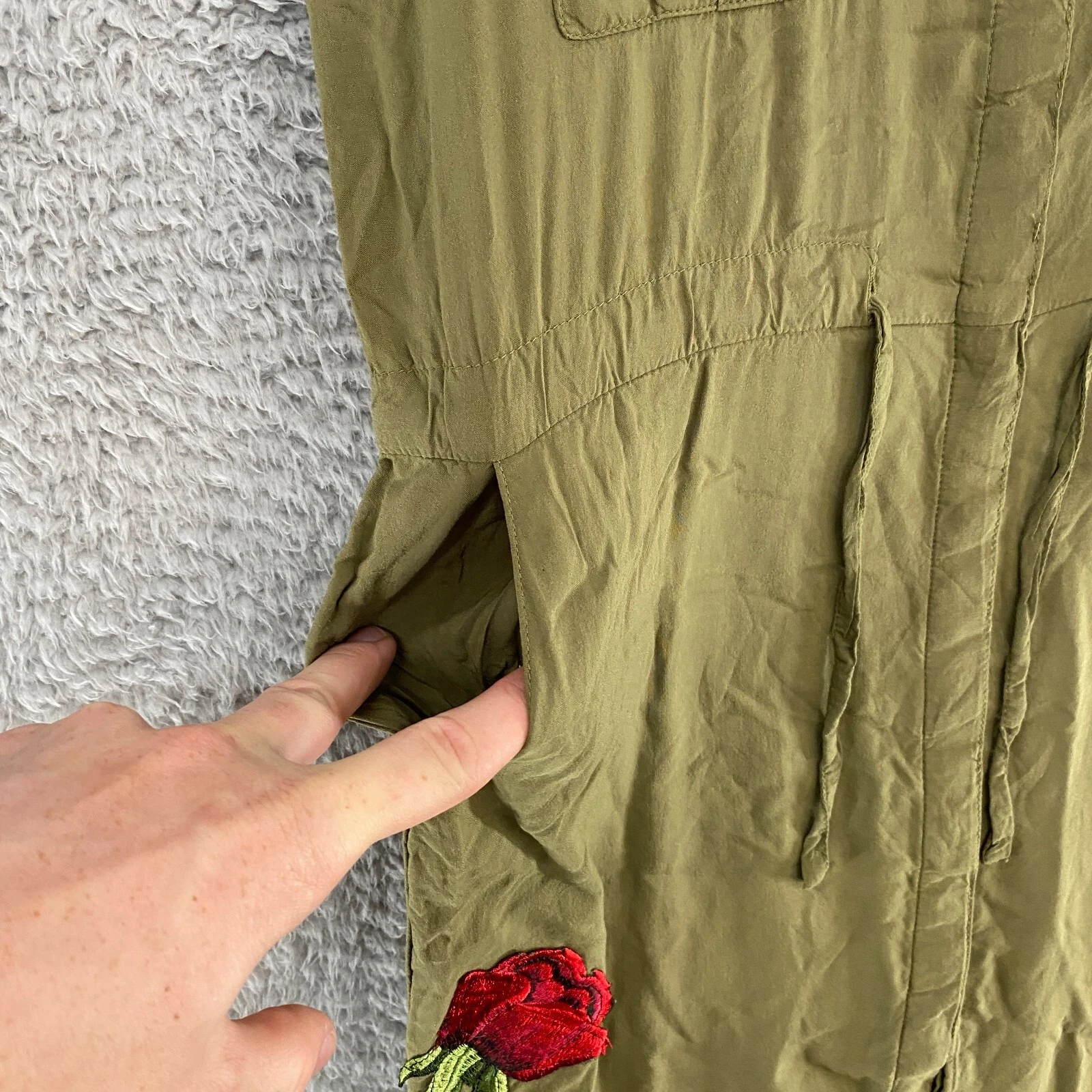 VETEMENTS Desigual Dress Womens 38 Small Utility Military Embroidered Alabanza Artsy