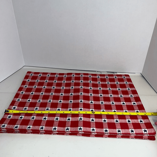 Americana Embroidered 6 Placemats Plaid Red White Blue Stars Stripes Independenc - Picture 2 of 6