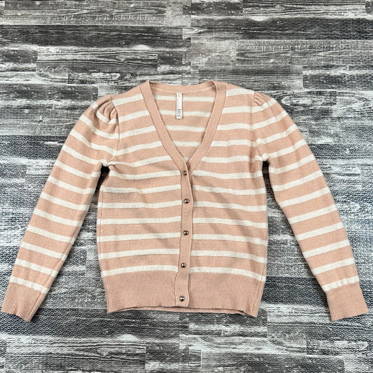 Made In Korea Womens S/M Striped Mohair Knit Cardigan