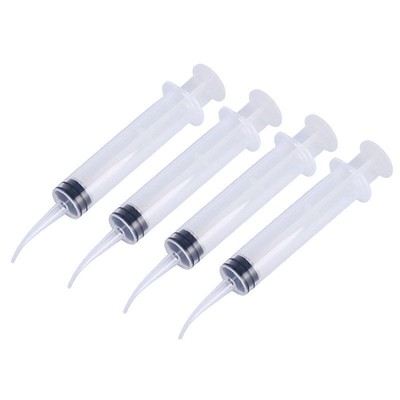 100 Pcs Irrigation Syringe Curved Tip Dental Disposable Impression Syringes 12ml