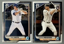 2- 2024 Bowman Chrome Colt Keith #34, Parker Meadows #98 Tigers Rookie RC Base