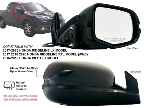 Door Mirror for HONDA 2017-2023 RIDGELINE 2016-2018 PILOT Heated Passenger Side
