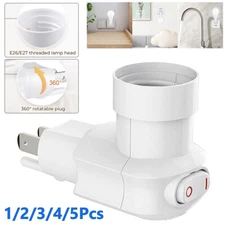 3-Prong Plug in Bulb Light Socket Adapter with Switch for E26/E27 Base LED Bulb
