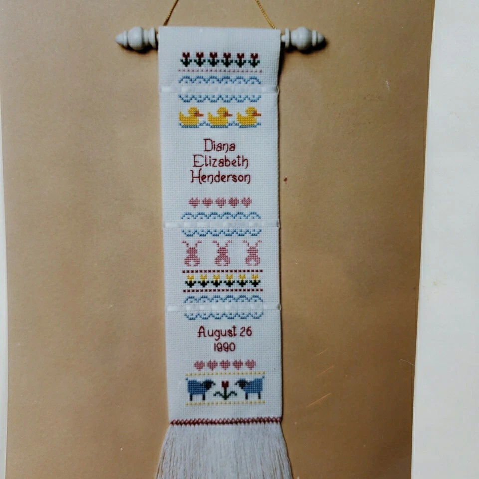 Creative Moments New Baby Banner Cross Stitch Pattern Chart Ducks Bunny Sheep - Image 2 of 3