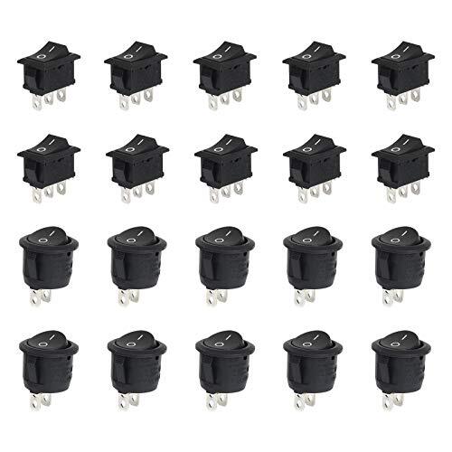 LAITER 10 PCS Interruttore Bilanciere On Off 220v Rotondo 3 Posizioni + 2 (t8L)