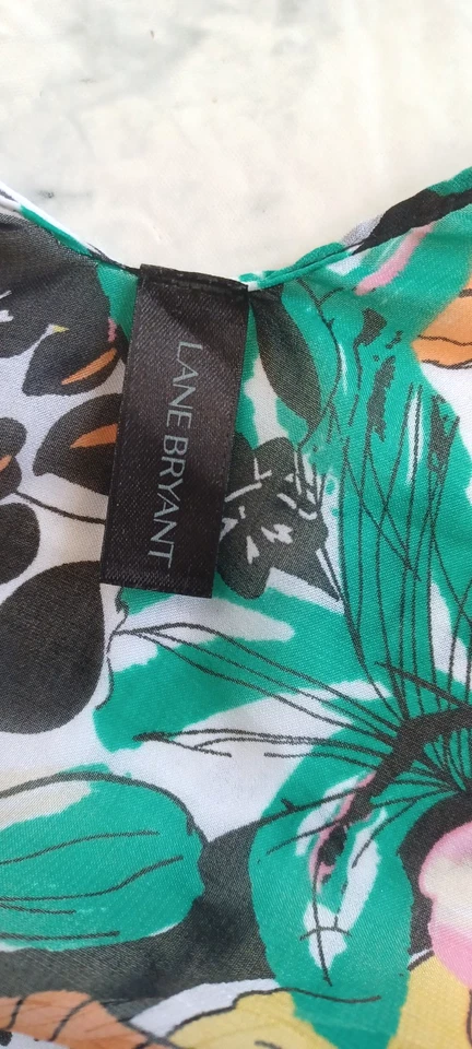 Kimono Multicolor Lane Bryant Floral Abierto Frontal Flecos Cubierta de Borlas Arte Foto 3 de 4