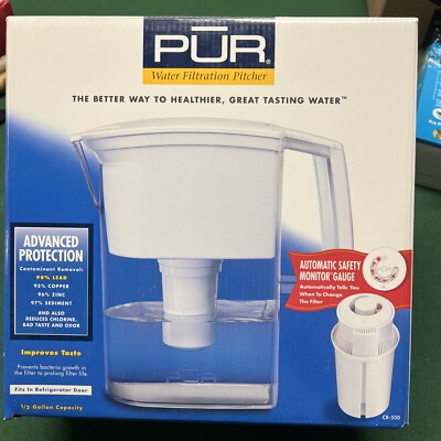 PUR Filtration Water Filter Pitcher 1/2 Gallon Capacity Cr-500