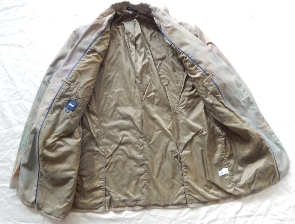 Tie Dye Beige Rainbow 2-Button Blazer Suit Coat Sport Jacket - XL Mens Abstract - Image 3 of 4