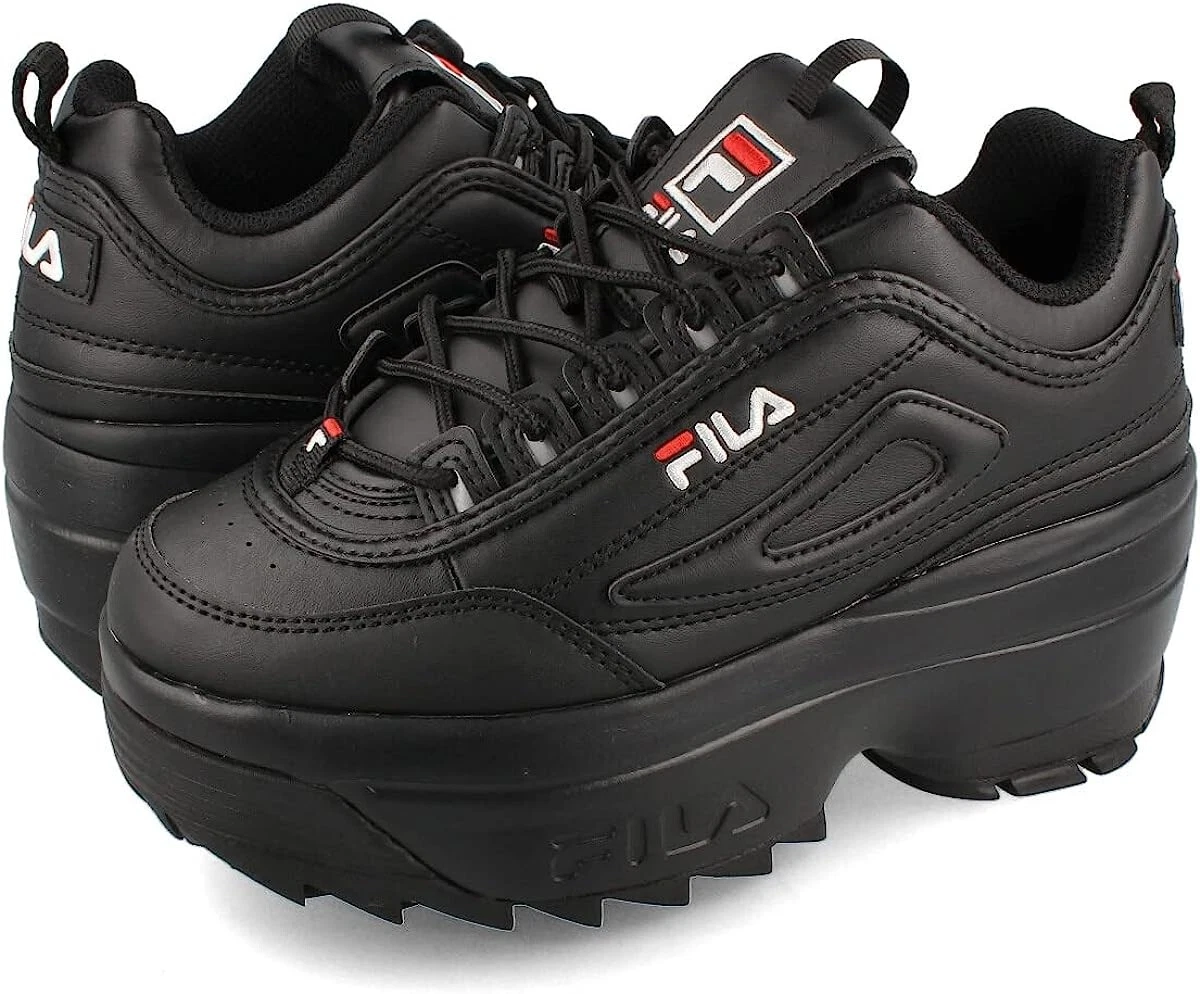 New FILA Disruptor 2 Wedge Sneaker Black F042530 US Size 6.5 7.5