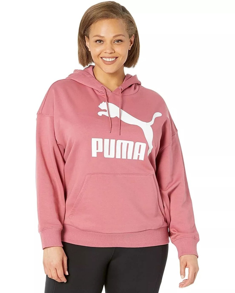 PUMA Plus Size 1X Hoodie Women's Classic Logo Mauvewood French Terry  Sweatshirt | eBay