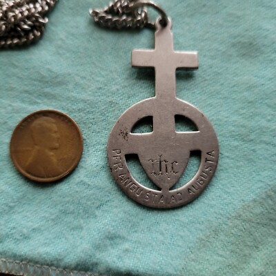 Cross and Ring PER Angusta Ad Augusta Necklace Through Difficulties To Honors