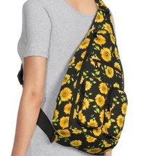 NEW With Tags No Boundaries Floral Sunflower Print Canvas Sling Bag Backpack