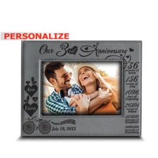 Personalize-Our 3 years anniversary Leather Gift -Engraved Leather Picture Frame