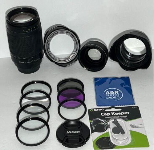 Nikon AF 70-300mm f/4-5.6 G Lens Kit W Filters Hood For D3100 D3200 D5200 D7000 - Photo 1 sur 20