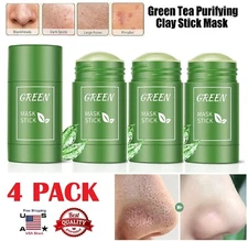 4Pcs Green Tea Clay Cleansing Stick Facial Deep Purifying Blackhead Acne Remover