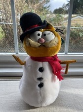 1981 GARFIELD Cat Snowman Dakin Plush 10" Christmas Stuffed Animal Vintage