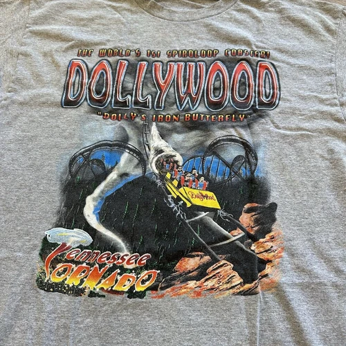 Dollywood Shirt Mens XL Dollys Iron Butterfly Roller Coaster Tennessee Vintage