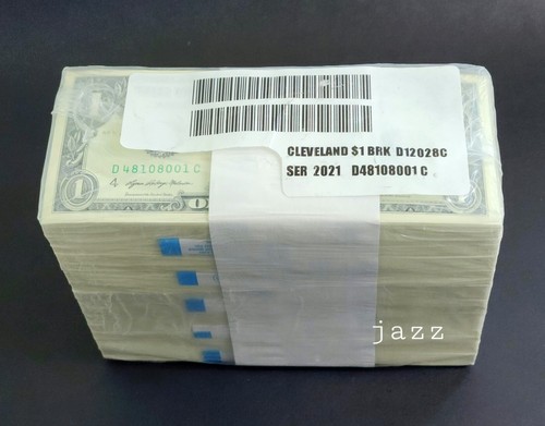 FULL STRAP 100x $1 ONE DOLLAR SERIES 2021 (D) CLEVELAND USA CRISP UNC BEP BRICK - Bild 4 von 6