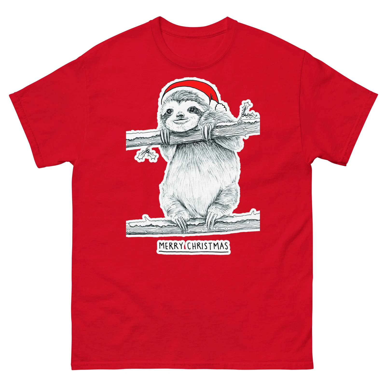 Sloth Chistmas Novelty Men's and Women's T-Shirt