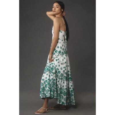 slim fit dress slacks Adamaris Floral Halter Tiered Ruffle Maxi Dress main image 1