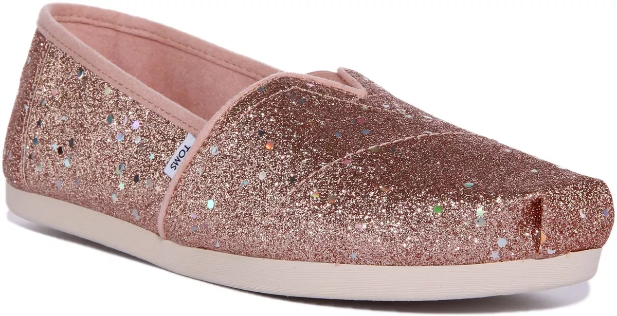Toms Alpargata Cosmic Glitter Womens Espadrilles In Rose Gold Size