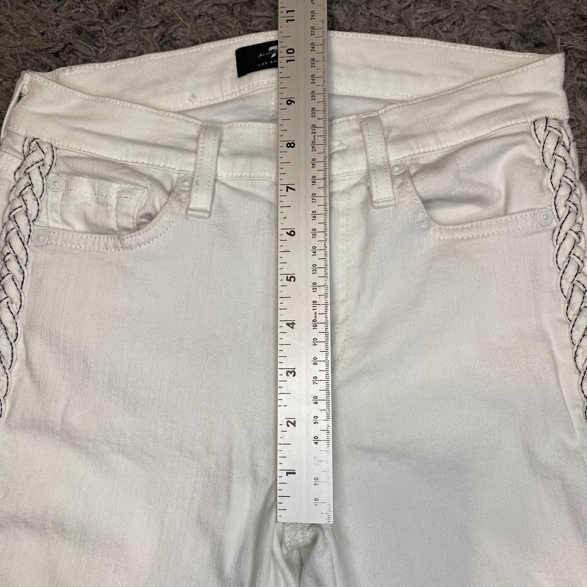 7 For All Mankind Jeans Womens 25 White Ankle Skinny Braided
