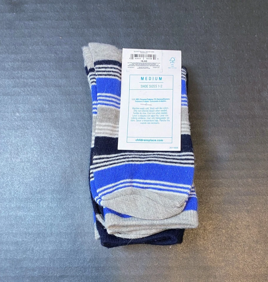Paquete de 3 calcetines The Children's Place para niños argyle y rayas, medianos (1-2) Foto 2 de 3