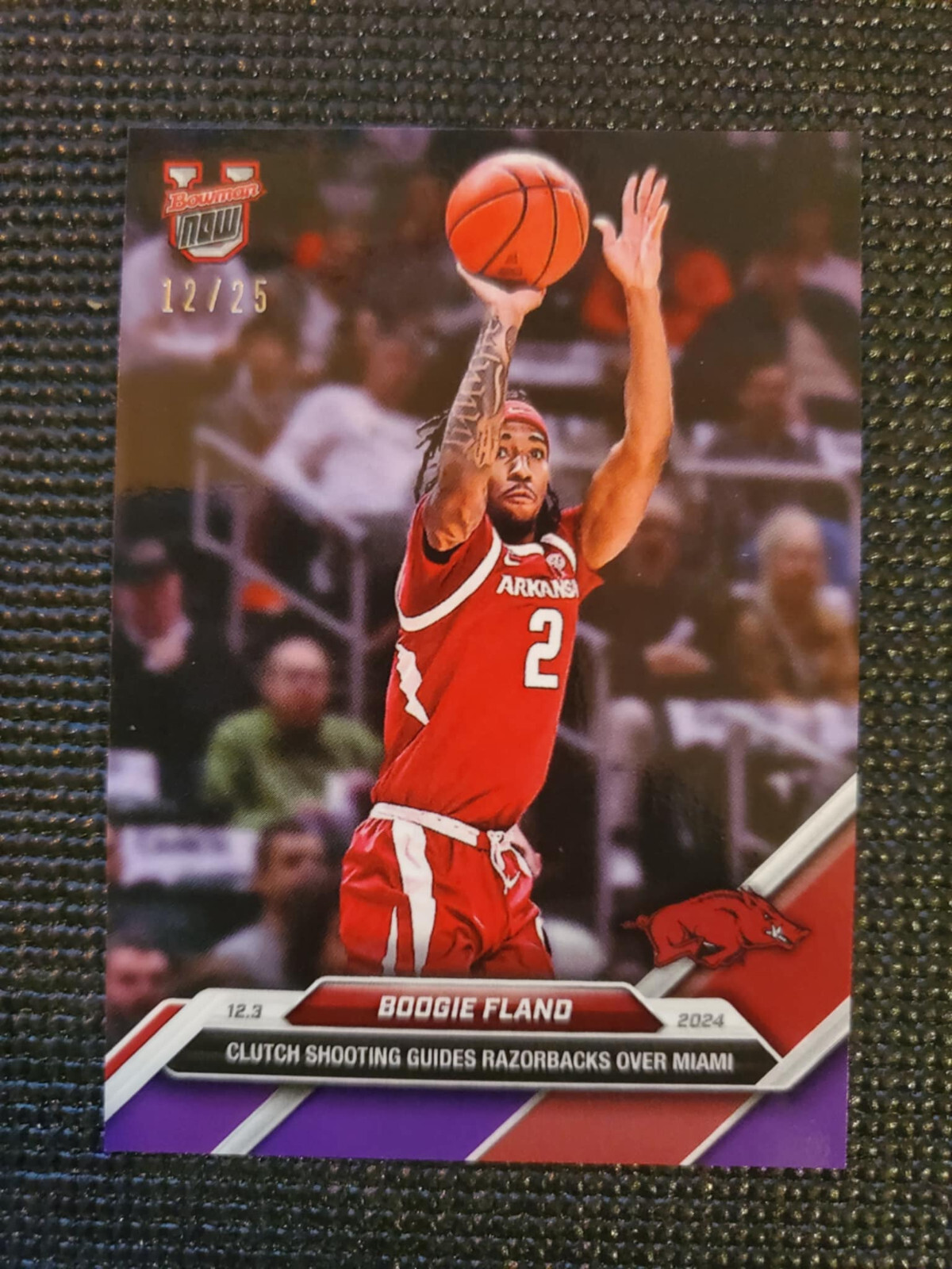 Boogie Fland 2024-25 Bowman U NOW Basketball Card 23 Purple Parallel 12/25