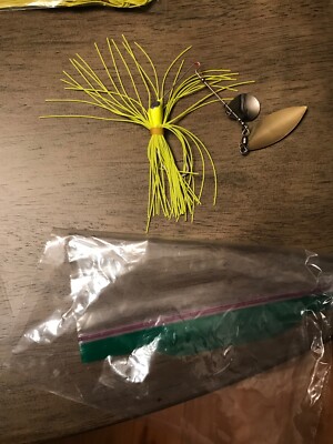 Spinner Bait Two Spoons Hook Skirt Green Jig NWOP (NF)