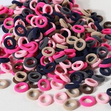 100 T 5 Stck. Mini kleine 3 cm endlose Gummib&auml;nder M&auml;dchen Kinder Haare Bommeln B&auml;nder UK