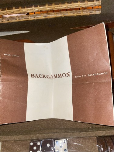 Vintage Backgammon Set Board Game Wicker Travel Case - Picture 7 of 13
