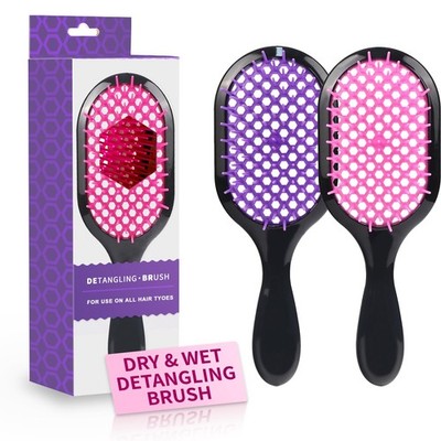 Detangling Brush,2 Pack Detangler Brush, Gentle & Effective Pink+purple