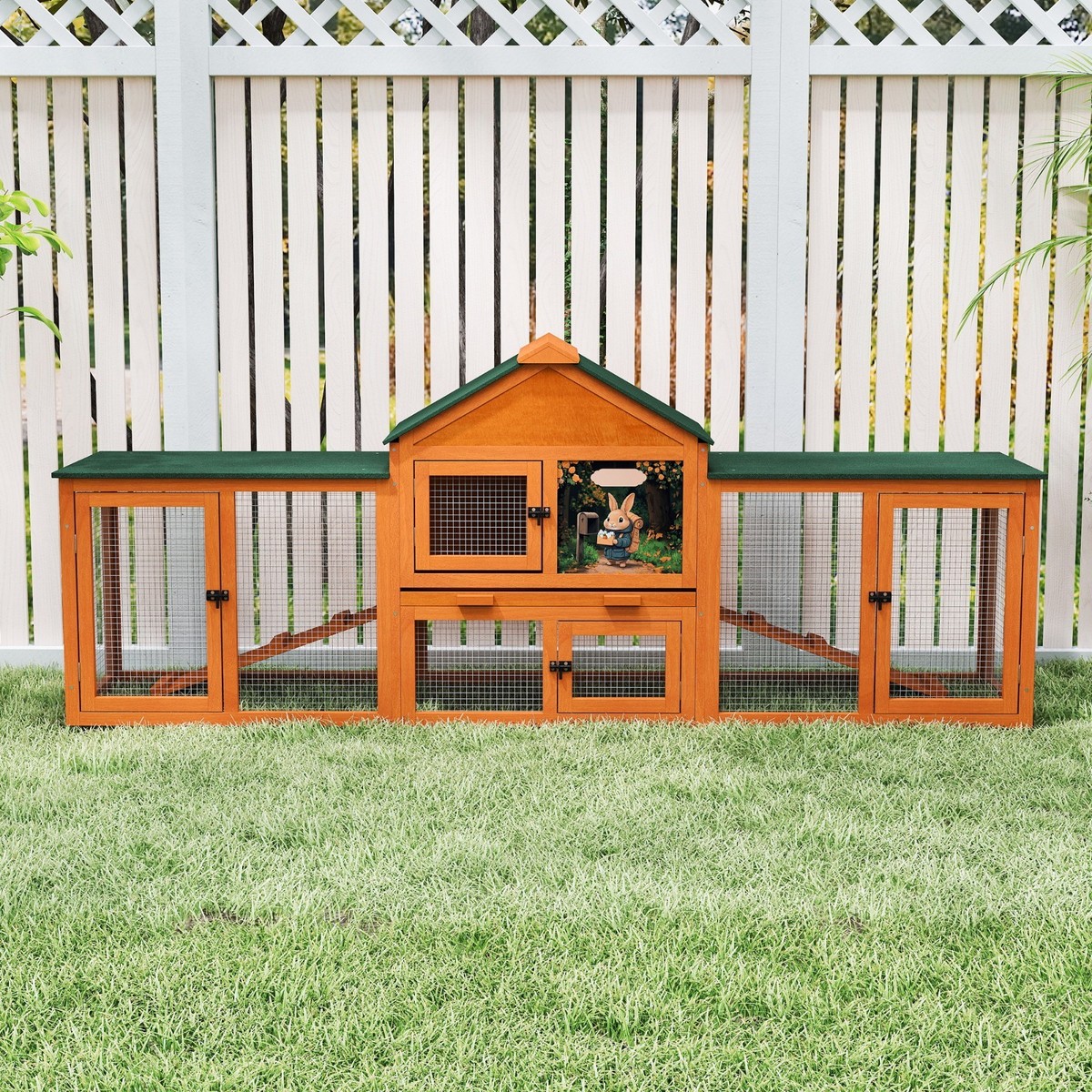 84Inches Wood Rabbit Hutch Indoor Bunny Cage Small Animal Pet