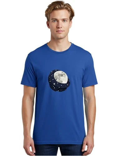 Moon-With-Stars Mens Graphic Tee, 100% Cotton, Casual Summer Wear - product listing photo